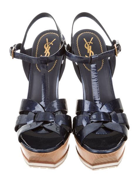 ysl wedge sandal|YSL tribute sandals with tights.